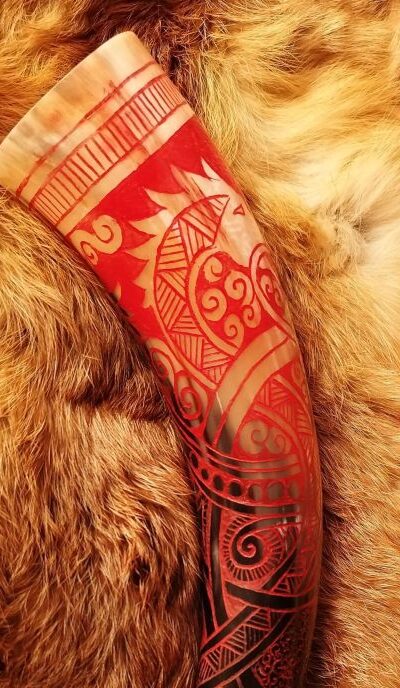 "Red Dragon" Drinking Horn