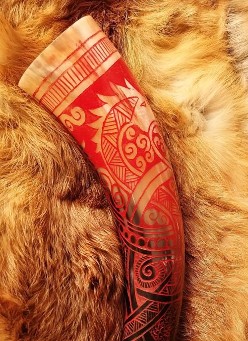 "Red Dragon" Drinking Horn