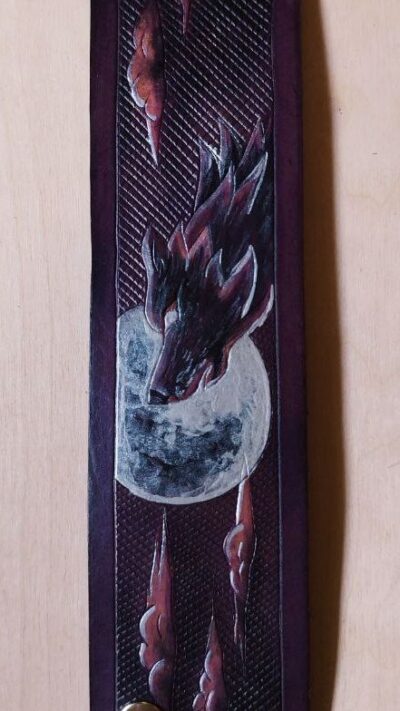 Howling Wolf Leather Bracelet