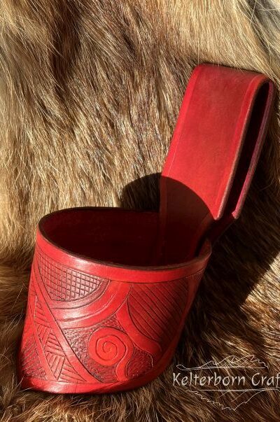 "Red Scales" Leather Belt Horn Holder