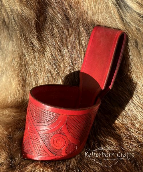 "Red Scales" Leather Belt Horn Holder