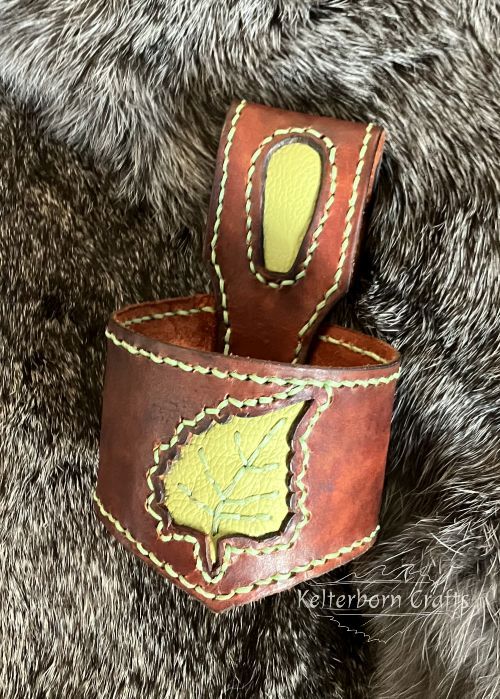 "Birch Leaf" Leather Belt Horn Holder