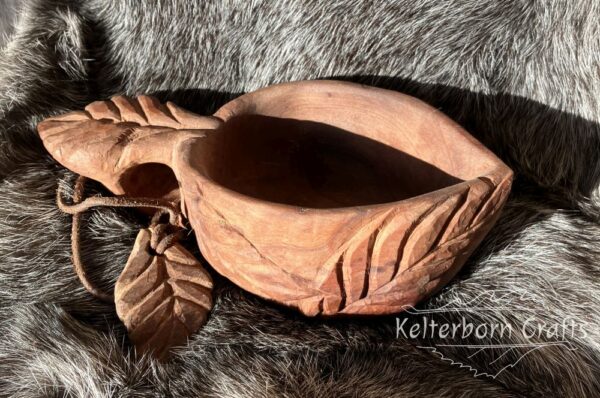 Kuksa with Carved Leaves