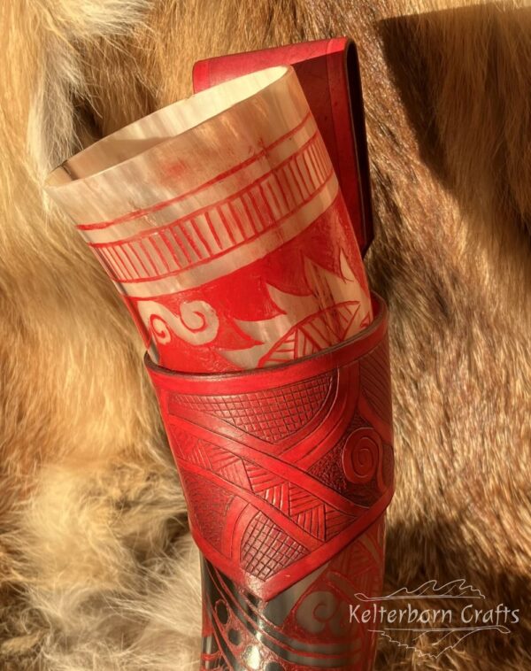 "Red Scales" Leather Belt Horn Holder