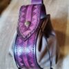 HUGE Leather Pouch "Nordic Patterns" - Purple and Grey