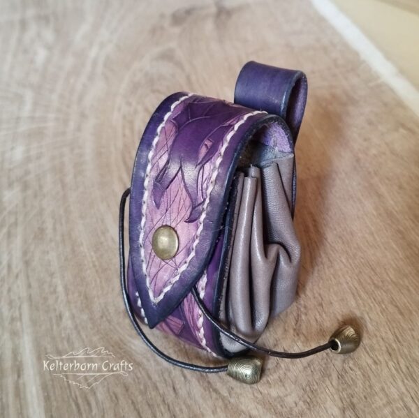 Mini Leather Pouch "World Serpent" - Violet and Grey