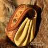 Big Leather Pouch "Triangles" - Brown and Yellow
