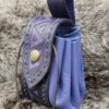 Small Leather Pouch "Triangles" - Violet and Blue