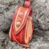 Small Leather Pouch "Nordic Triangles" - Red and Orange