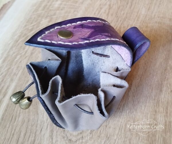 Mini Leather Pouch "World Serpent" - Violet and Grey