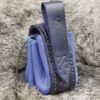 Small Leather Pouch "Triangles" - Violet and Blue