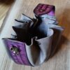 HUGE Leather Pouch "Nordic Patterns" - Purple and Grey