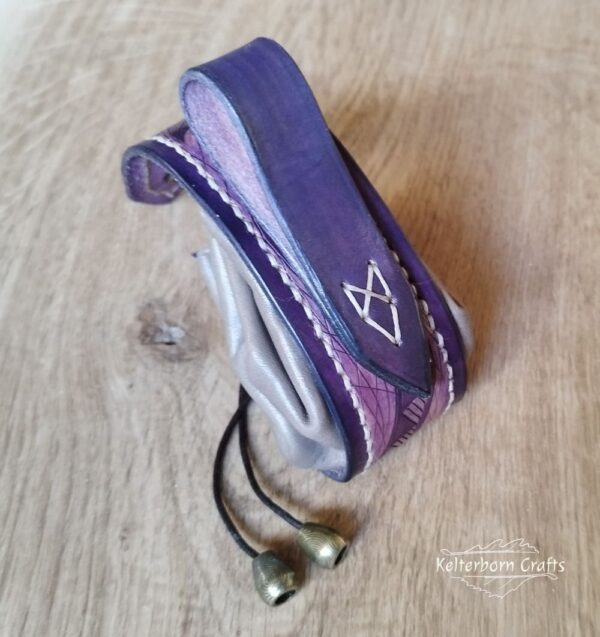 Mini Leather Pouch "World Serpent" - Violet and Grey