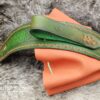 Big Leather Pouch "Celtic" - Green and Orange