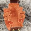 Big Leather Pouch "Nordic Triangles" - Brown and Orange