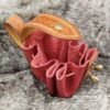 Small Leather Pouch "Geometric" - Brown and Red