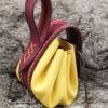 Small Leather Pouch "Scales" - Purple and Yellow