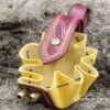 Small Leather Pouch "Scales" - Purple and Yellow