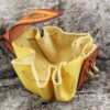 Medium Sized Leather Pouch "Nordic Triangles" - Brown and Yellow