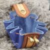 Small Leather Pouch "Fishbone" - Brown and Blue