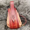 Small Leather Pouch "Nordic Triangles" - Red and Orange
