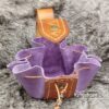 Small Leather Pouch "Triangles" - Brown and Violet
