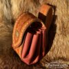 Small Leather Pouch "Geometric" - Brown and Red
