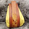 Big Leather Pouch "Triangles" - Brown and Yellow